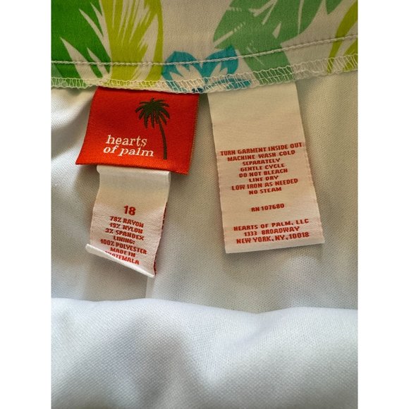 Hearts of Palm Skort Blue Green Flower Leaf Design Women Size 18 - Picture 5 of 7